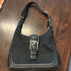 Black Coach Vintage logo print mini bag